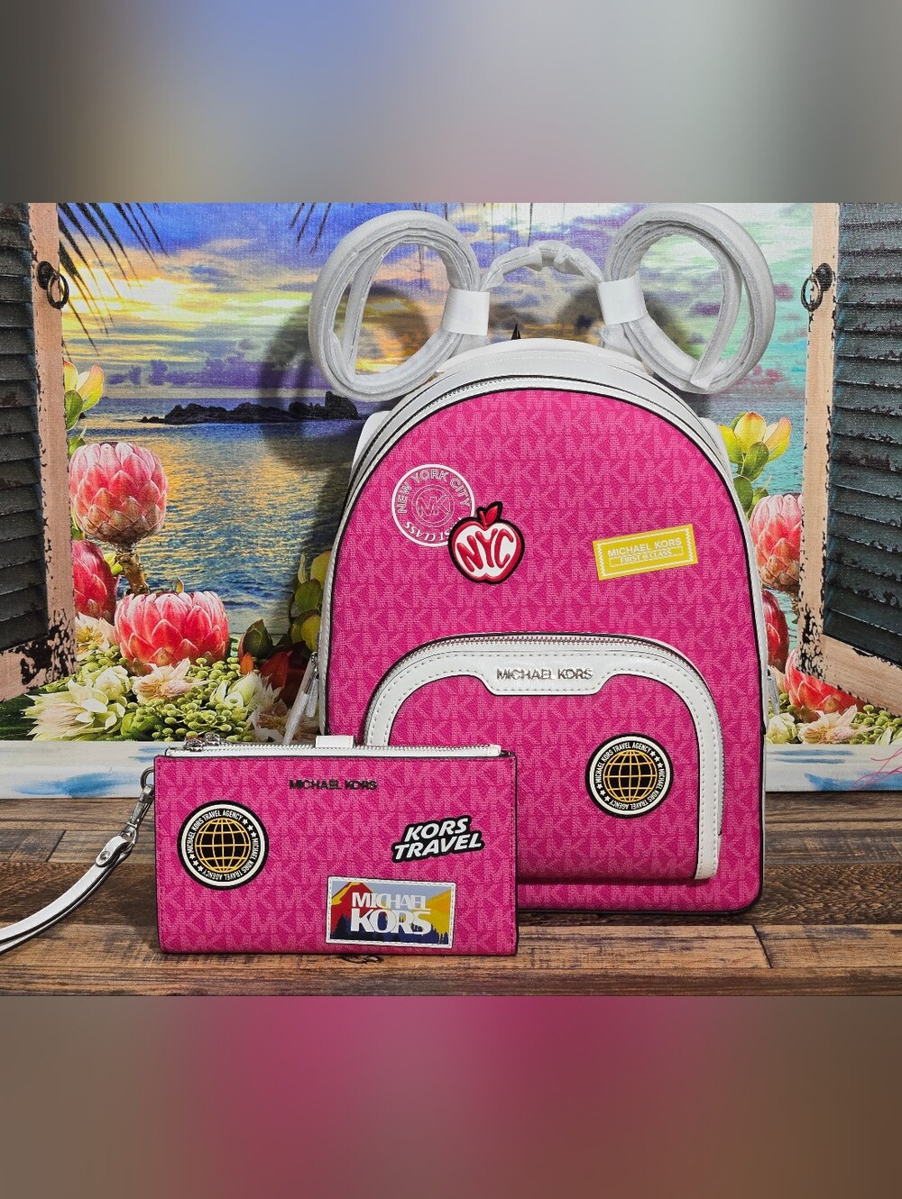 NWT Michael Kors Jaycee Backpack And Wallet Set